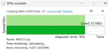 Screenshot from a computer utility showing a constant rate of data transfer