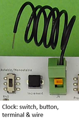 Clock: switch, button, terminal, & wire