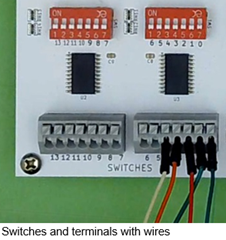 switches and terminals with wires
